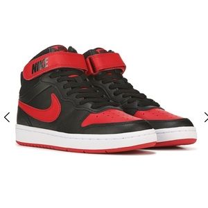 Nike red and black high tops 👟